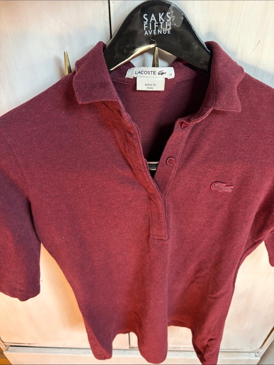 Lacoste Tops - Lacoste Womerns Burgundy Polo with Embroidered Crocodile